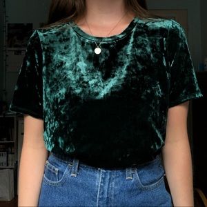 Dynamite Green Velvet Shirt
